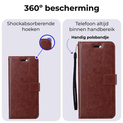 Samsung A15 Hoesje Bookcase Cover met Kaarthouder - Bruin