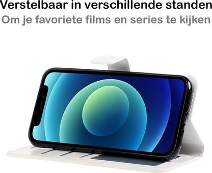 iPhone 12 Pro Max Hoesje Bookcase Cover met Kaarthouder - Wit