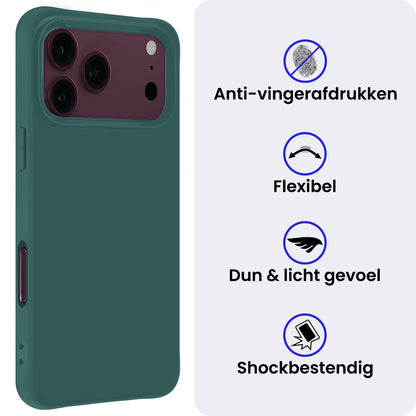 iPhone 18 Pro Max Hoesje Siliconen Backcover Lichtgewicht - Donkergroen