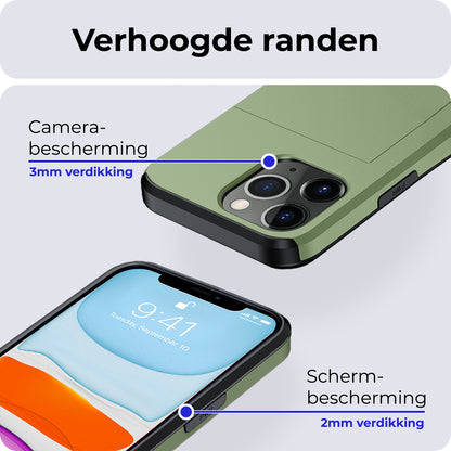 iPhone 11 Pro Max Hoesje Kaarthouder Hard Case Shockproof - Donkergroen