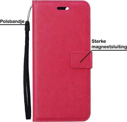 Samsung A52 5G Hoesje Bookcase Cover met Kaarthouder - Donkerroze