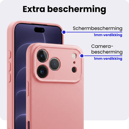 iPhone 18 Pro Max Hoesje Siliconen Backcover Lichtgewicht - Lichtroze