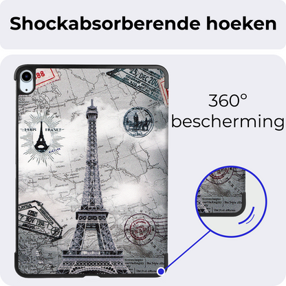 iPad Air 2024 / 2025 (13 inch) Trifold Bookcase Hoes met Penhouder voor Apple Pen - Eiffeltoren