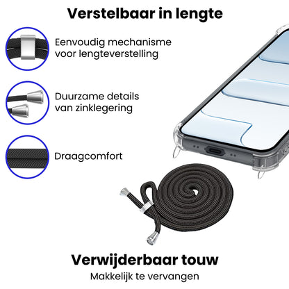 iPhone Air Hoesje met Koord Backcover Shockproof - Transparant