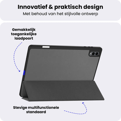 Samsung Galaxy Tab S11 Ultra Trifold Bookcase Hoes met Penhouder voor S Pen - Grijs