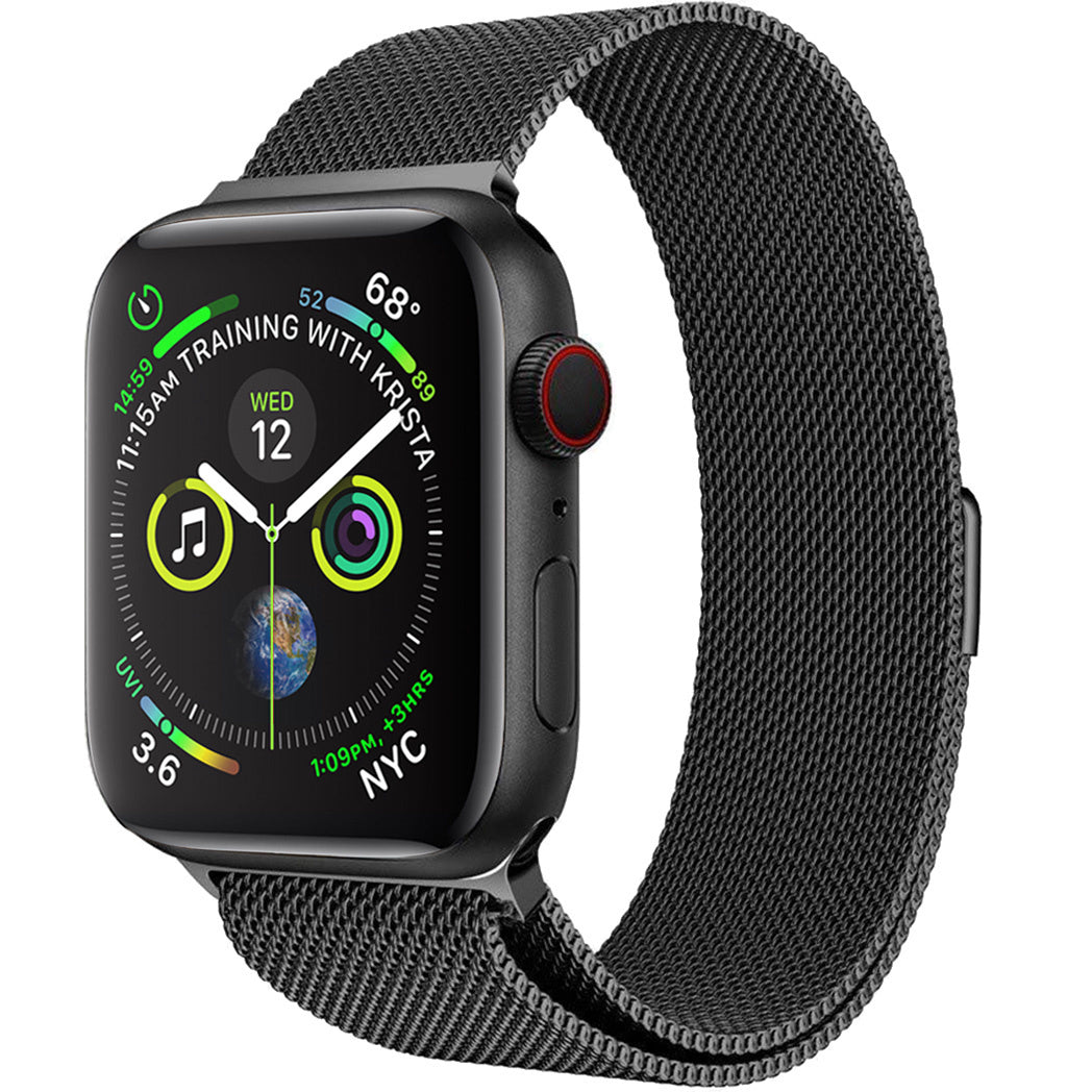 Milanese Horlogeband Geschikt voor Apple Watch 7 41 mm Bandje Milanees - Polsbandje Met Magneetsluiting Geschikt voor Apple Watch 7 41 mm Bandje Milanees - Zwart