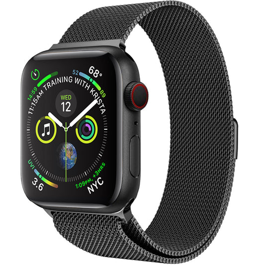 Polsbandje Met Magneetsluiting Geschikt voor Apple Watch 7 41 mm Bandje Milanees - Zwart