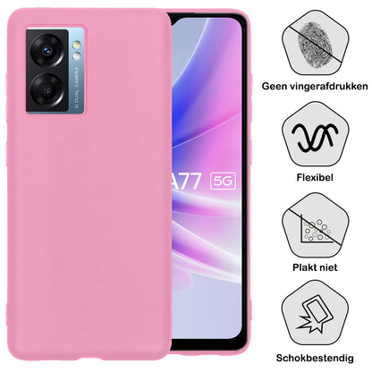 OPPO A77 Hoesje Siliconen Backcover Lichtgewicht - Lichtroze
