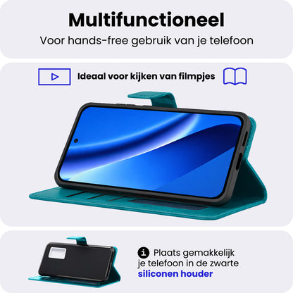 Google Pixel 10a Hoesje Bookcase Cover met Kaarthouder - Turquoise