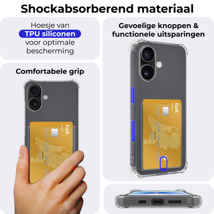 iPhone 17 Hoesje Kaarthouder Backcover Shockproof - Transparant