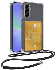 Samsung A36 Hoesje Kaarthouder met Koord Backcover Shockproof - Transparant
