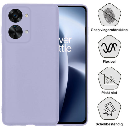 OnePlus Nord 2T Hoesje Siliconen Backcover Lichtgewicht - Lila