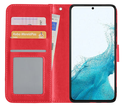 Samsung S22 Ultra Hoesje Bookcase Cover met Kaarthouder - Rood
