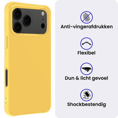 iPhone 17 Pro Max Hoesje Siliconen Backcover Lichtgewicht - Geel