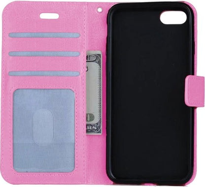 iPhone 7 Hoesje Bookcase Cover met Kaarthouder - Lichtroze