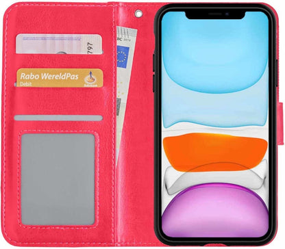 iPhone 11 Hoesje Bookcase Cover Uitneembaar - Donkerroze