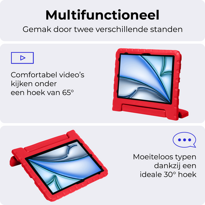 iPad Air 2024 / 2025 (13 inch) Kinderhoes Shockabsorberend Foam - Rood