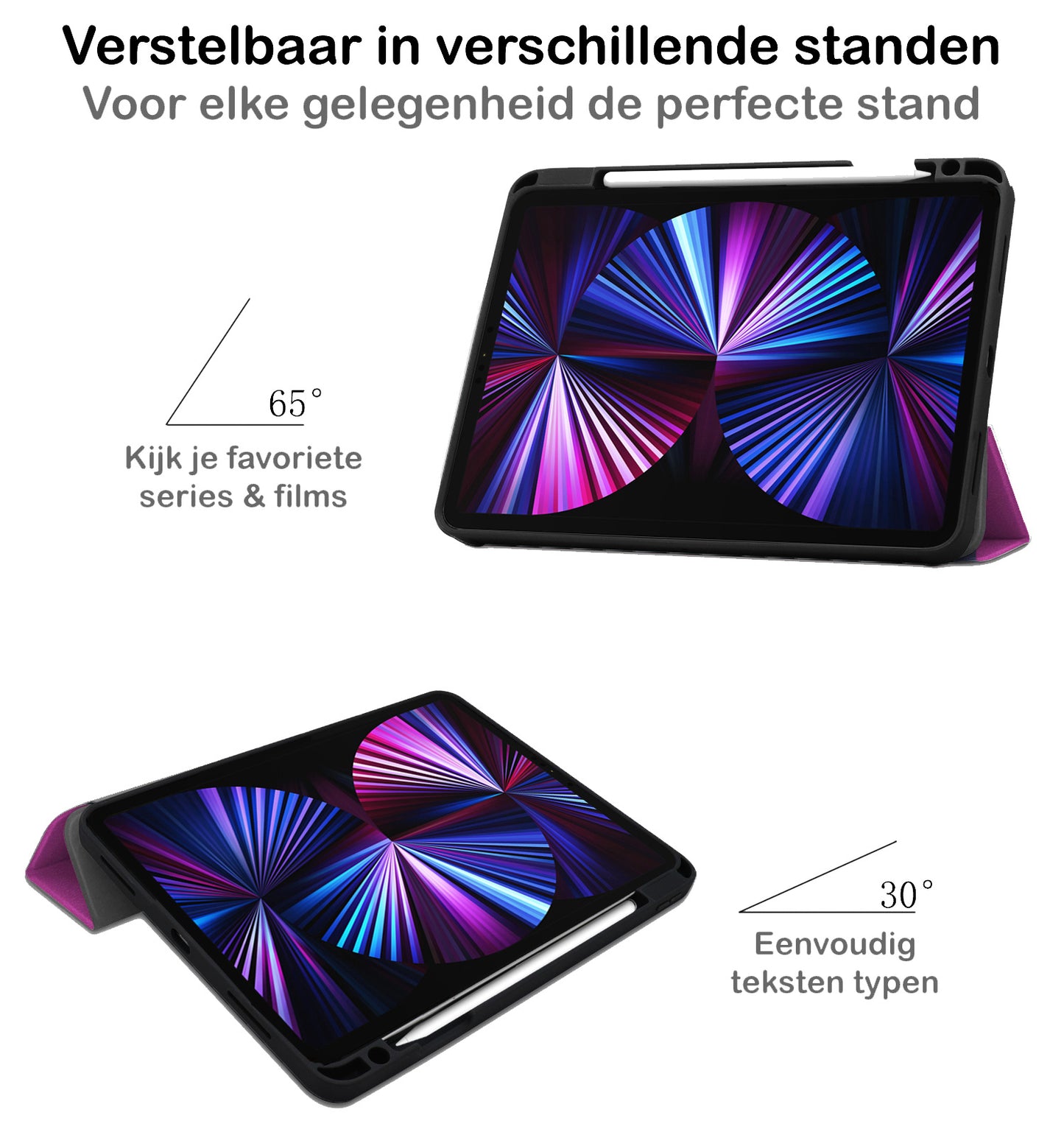 iPad Pro 2021 (11 inch) Hoesje Book Case Met Apple Pencil Uitsparing - Paars