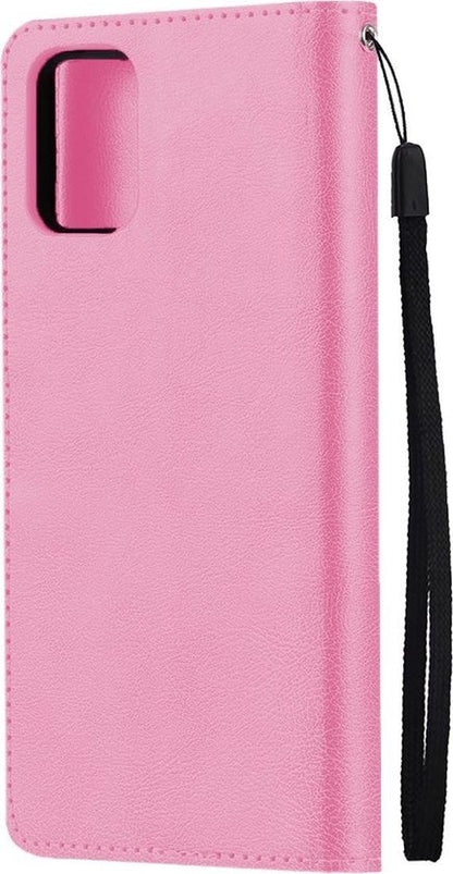 Samsung A71 Hoesje Bookcase Cover met Kaarthouder - Lichtroze
