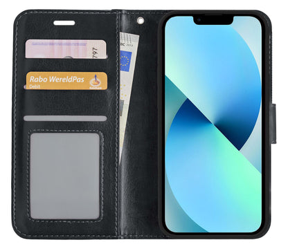 iPhone 14 Pro Hoesje Bookcase Cover met Kaarthouder - Zwart