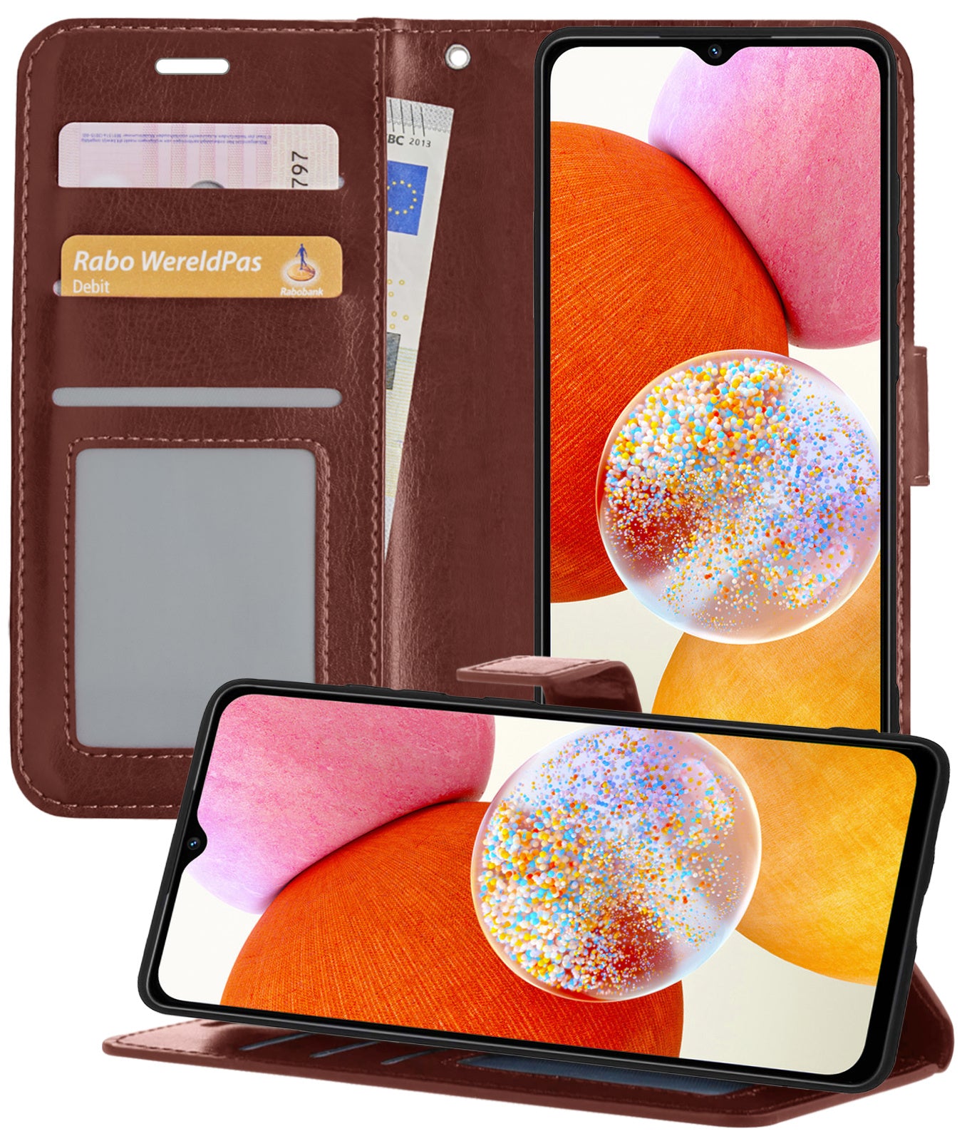 Samsung A14 Hoesje Book Case Kunstleer - Bruin