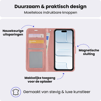 iPhone Air Hoesje Bookcase Cover met Kaarthouder - Rosé goud