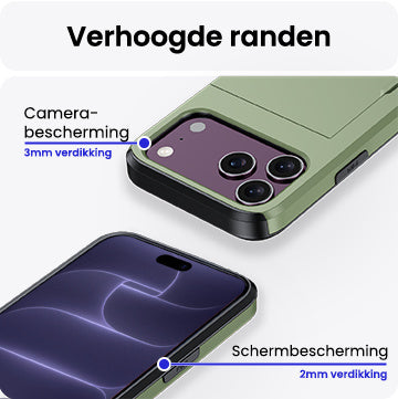 iPhone 18 Pro Max Hoesje Kaarthouder Hard Case Shockproof - Donkergroen
