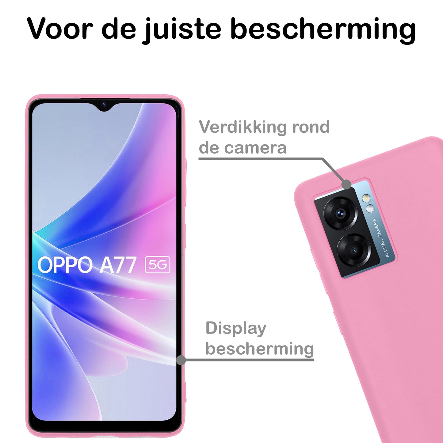 OPPO A77 Hoesje Siliconen - Lichtroze