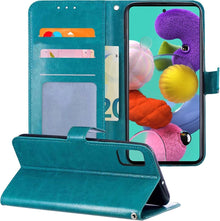 Samsung A51 Hoesje Bookcase Cover met Kaarthouder - Turquoise