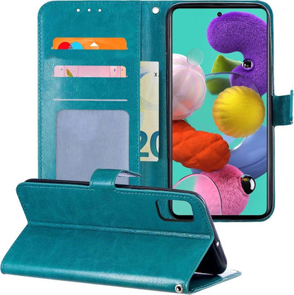 Samsung A51 Hoesje Bookcase Cover met Kaarthouder - Turquoise