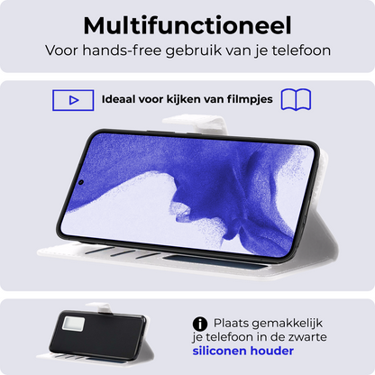 Samsung S22 Plus Hoesje Bookcase Cover Uitneembaar - Wit