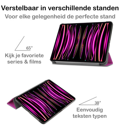 iPad Pro 2022 (11 inch) Trifold Bookcase Hoes - Paars