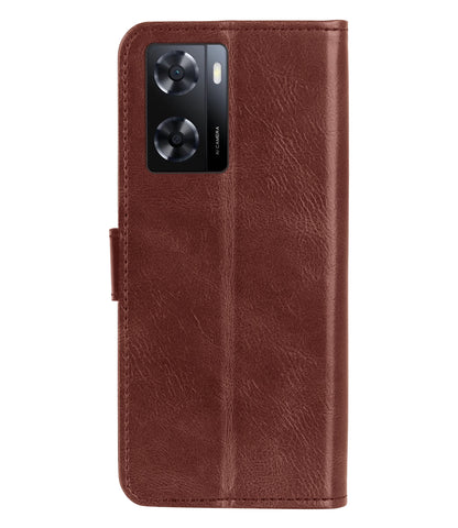 OPPO A57 Hoesje Bookcase Cover met Kaarthouder - Bruin
