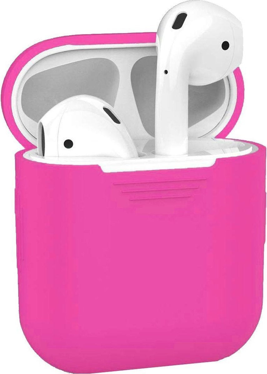 AirPods 2 Hoesje Siliconen met Clip - Donkerroze