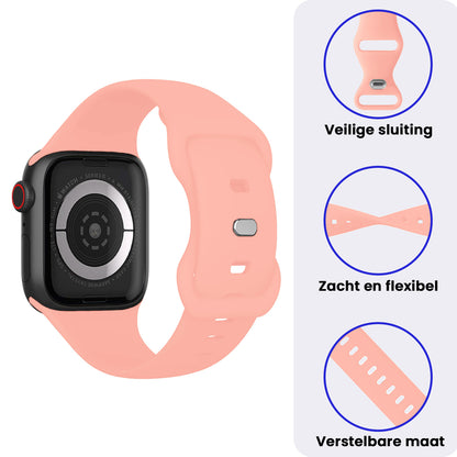 Apple Watch 1, 2, 3, 4, 5, 6, 7, 8, 9, 10, 11, SE - 42/44/45/46 mm Bandje Siliconen met verstelbare polsband - Oud Roze