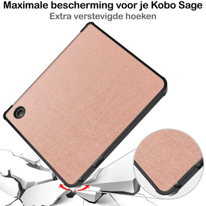 Kobo Sage Trifold Bookcase Hoes - Rosé Goud