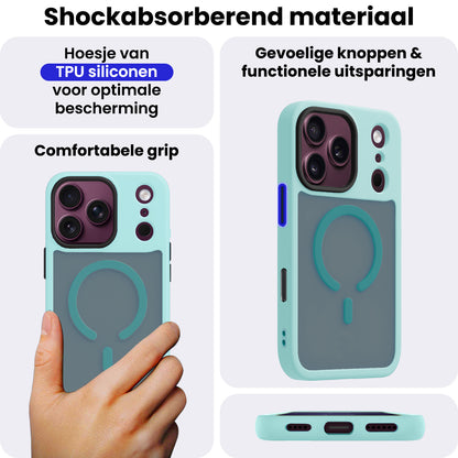 iPhone 18 Pro Hoesje Geschikt voor Magsafe Backcover Shockproof - Lichtblauw