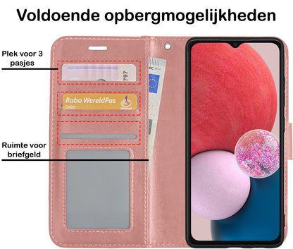 Samsung A13 4G Hoesje Bookcase Cover met Kaarthouder - Rosé goud