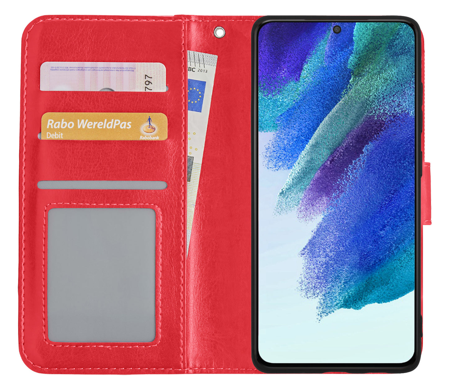 Samsung S21 FE Hoesje Book Case Kunstleer - Rood