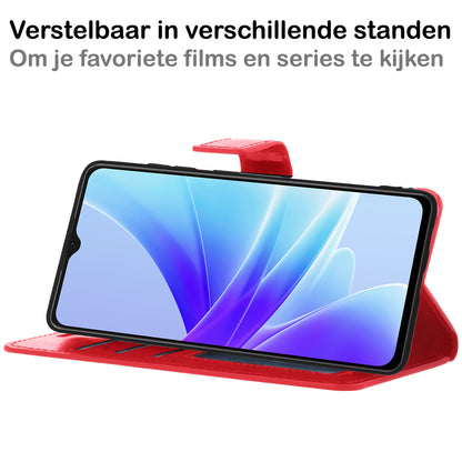 OPPO A57 Hoesje Bookcase Cover met Kaarthouder - Rood
