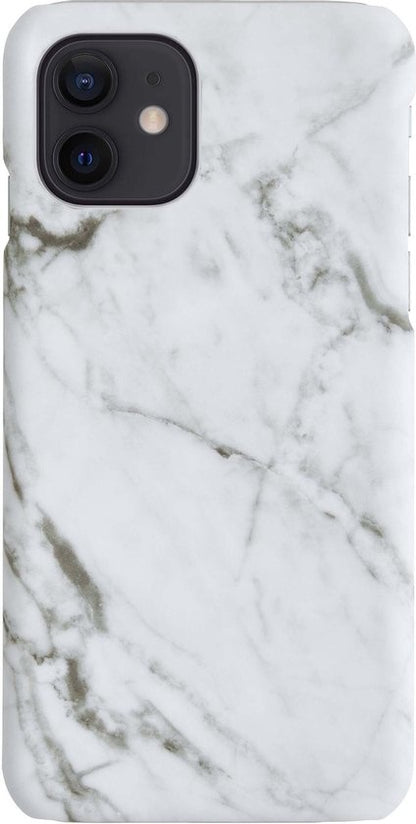 iPhone 12 Mini Hoesje Marmer Hard Case Cover - Wit