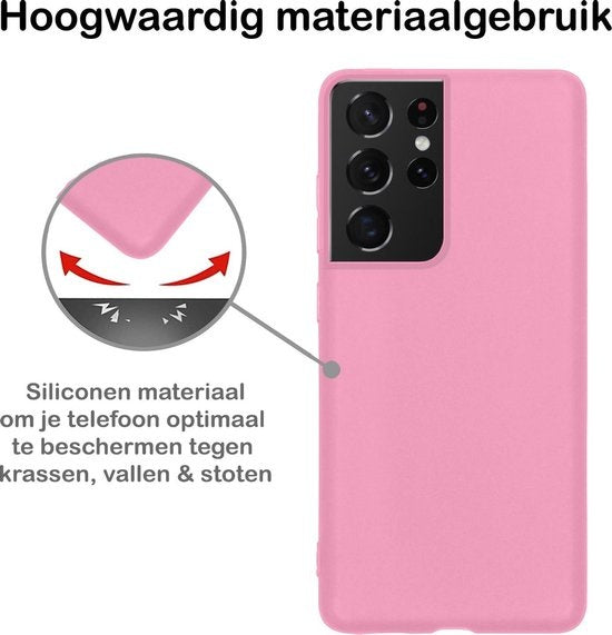 Samsung S21 Ultra Hoesje Siliconen - Lichtroze