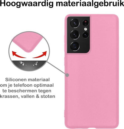 Samsung S21 Ultra Hoesje Siliconen - Lichtroze