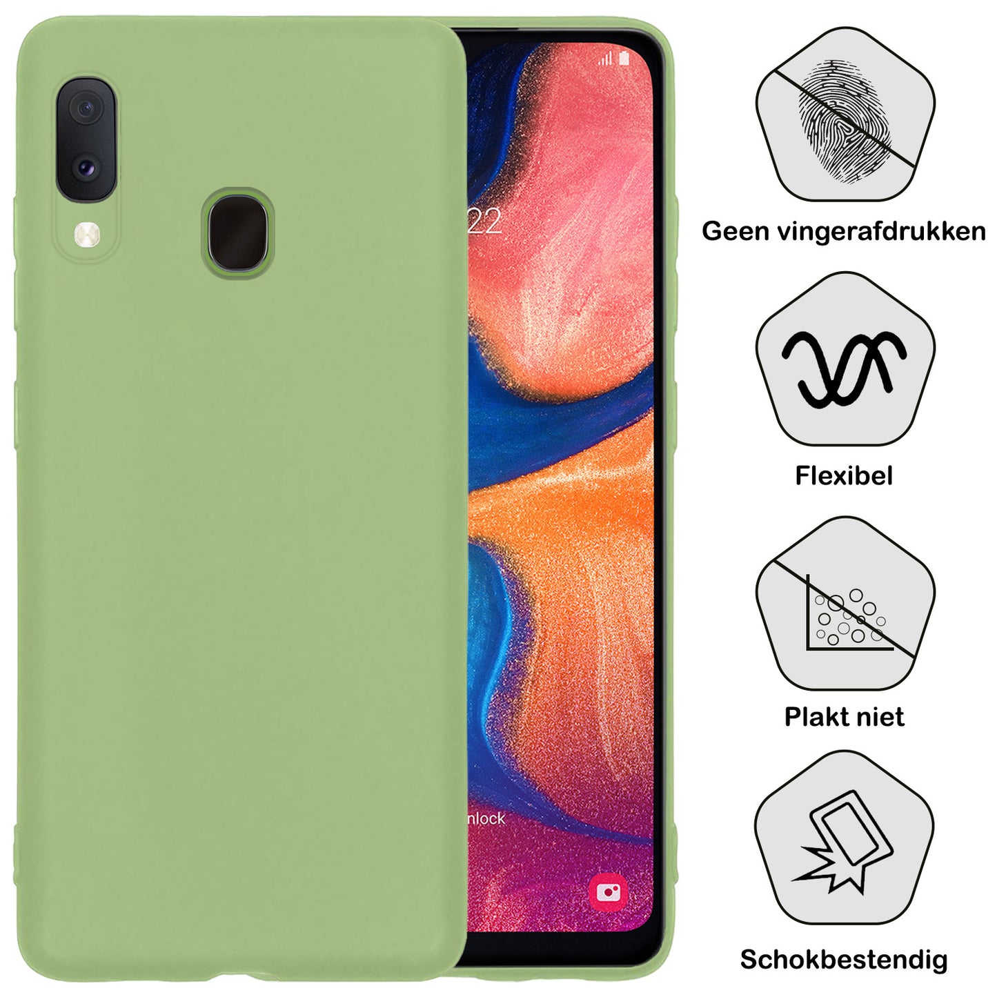 Samsung A20e Hoesje Siliconen - Groen