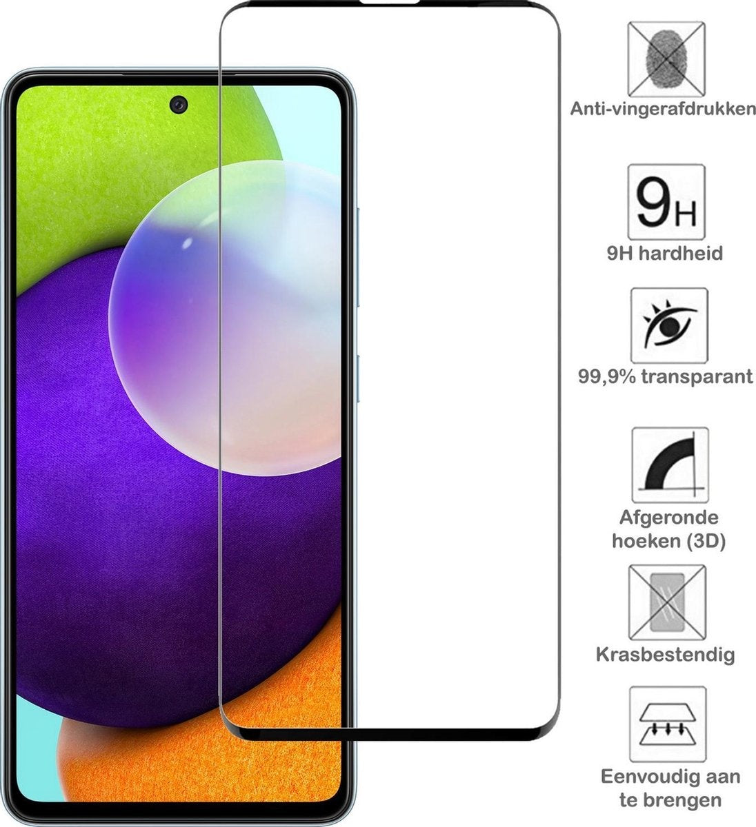 Samsung A52 Screenprotector Full Cover Tempered Glass