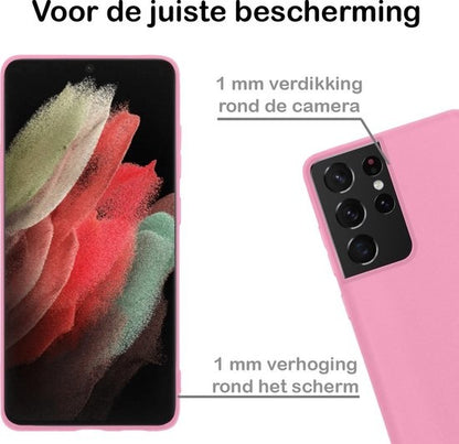 Samsung S21 Ultra Hoesje Siliconen Backcover Lichtgewicht - Lichtroze