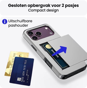iPhone 18 Pro Max Hoesje Kaarthouder Hard Case Shockproof - Grijs