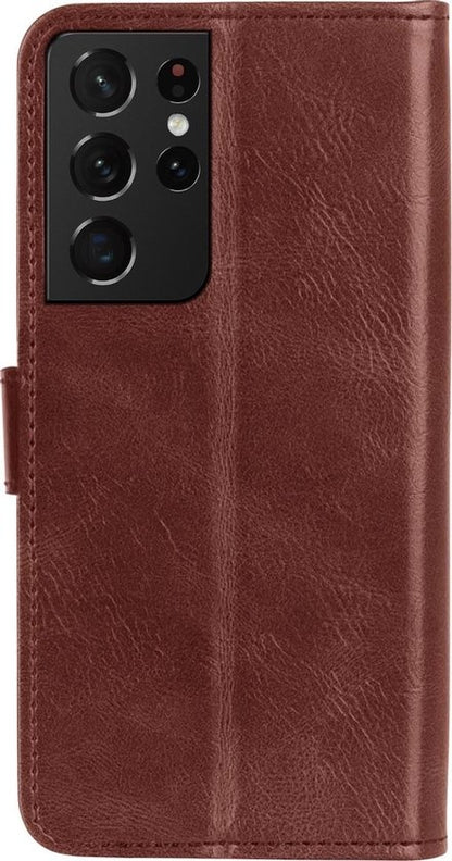 Samsung S21 Ultra Hoesje Bookcase Cover met Kaarthouder - Bruin