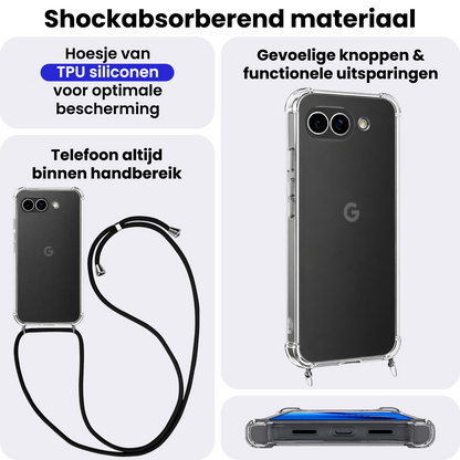 Google Pixel 10a Hoesje met Koord Backcover Shockproof - Transparant
