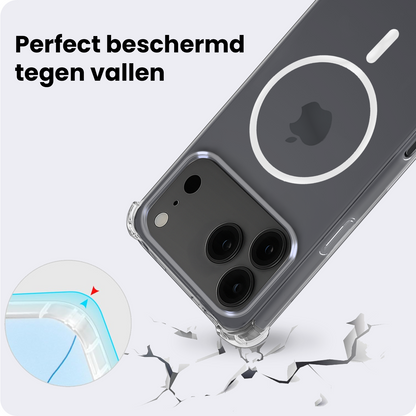 iPhone 17 Pro Hoesje Geschikt voor Magsafe Backcover Shockproof - Transparant